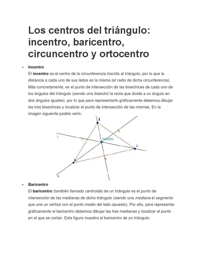 Como Se Hace El Ortocentro De Un Triangulo Los Centros Del Triángulo | PDF | Triángulo | Geometría del plano euclidiano