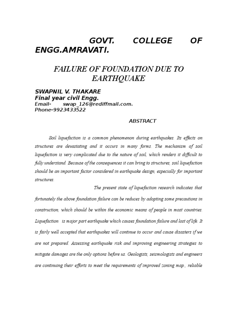 Failure of Foundation Due To Earthquake | PDF | Fault (Geology ...
