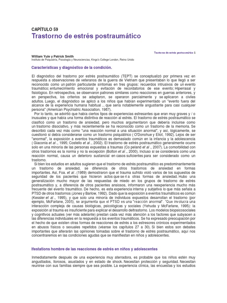 Trastorno de Estrés Postraumático | PDF | Trastorno de estrés ...