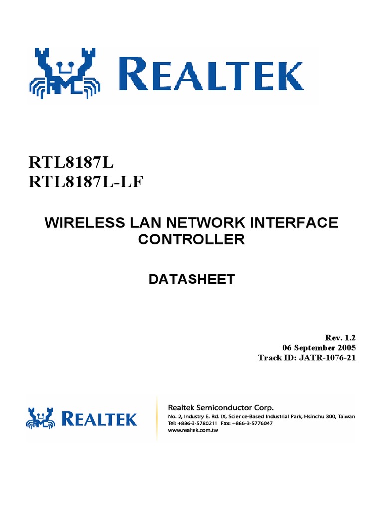 RTL8187L RTL8187L-LF: Wireless Lan Network Interface Controller | PDF ...