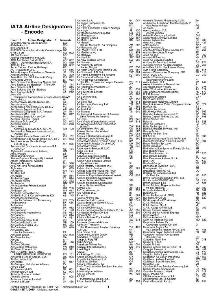 Airlines Codes PDF Airlines Aviation