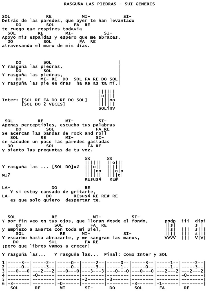 Rasguña Las Piedras Sui Generis Bloc de Notas PDF Ocio