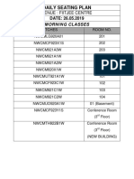 Daily Seating Plan: Morning Classes