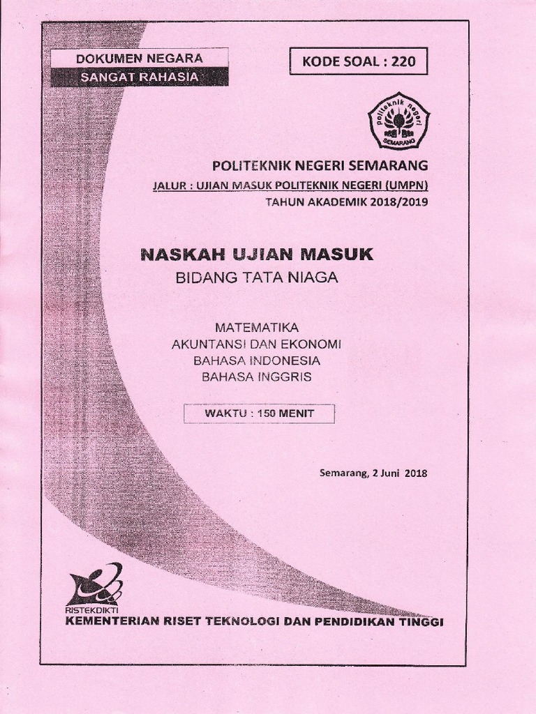Soal Umpn Tata Niaga Polines 2018 Opt