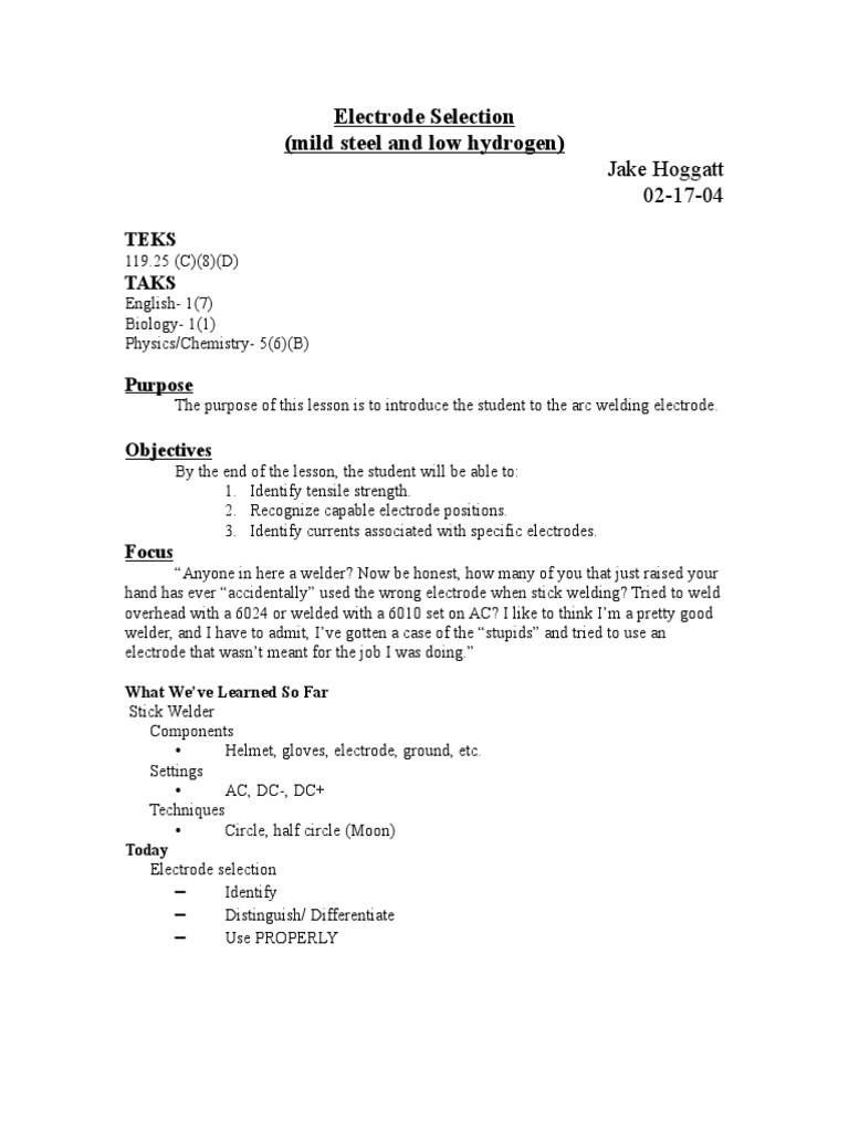 A Guide to Electrode Selection for Arc Welding Identifying Tensile