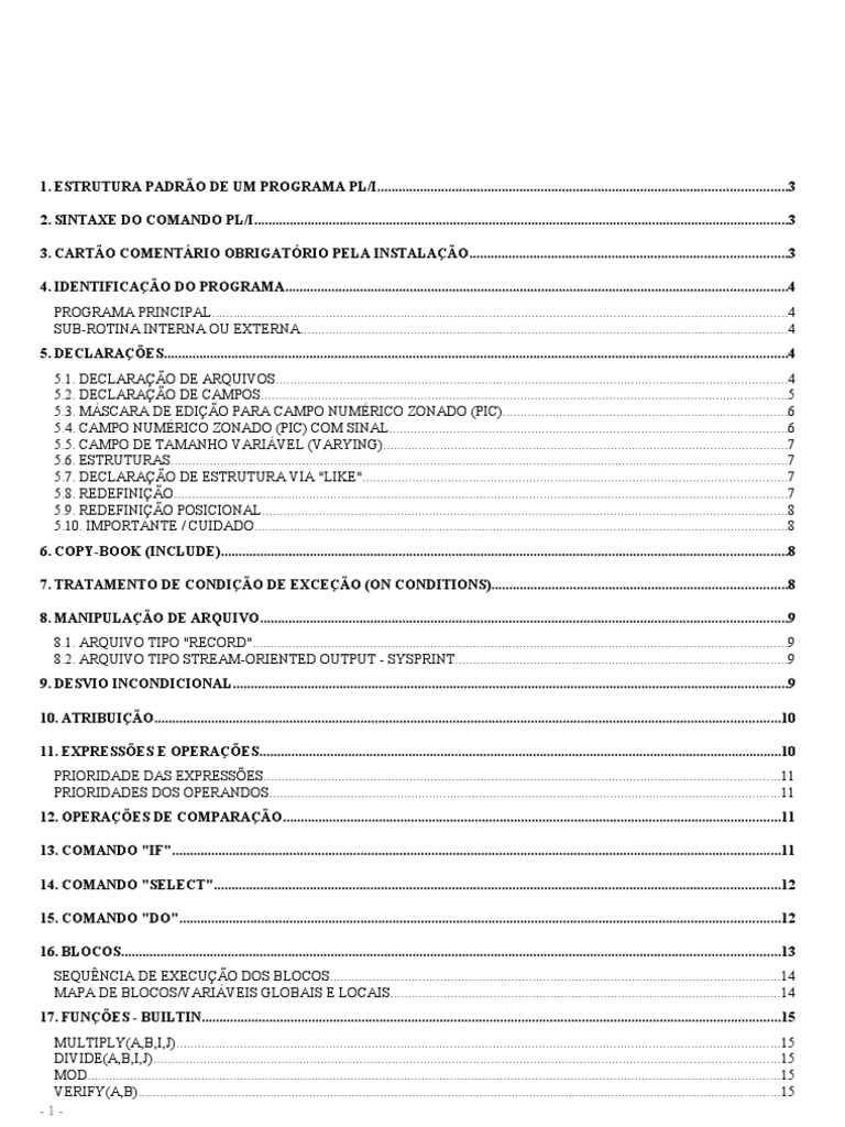 Tutorial de Programação em PL/I | PDF | Parâmetro (programação de ...