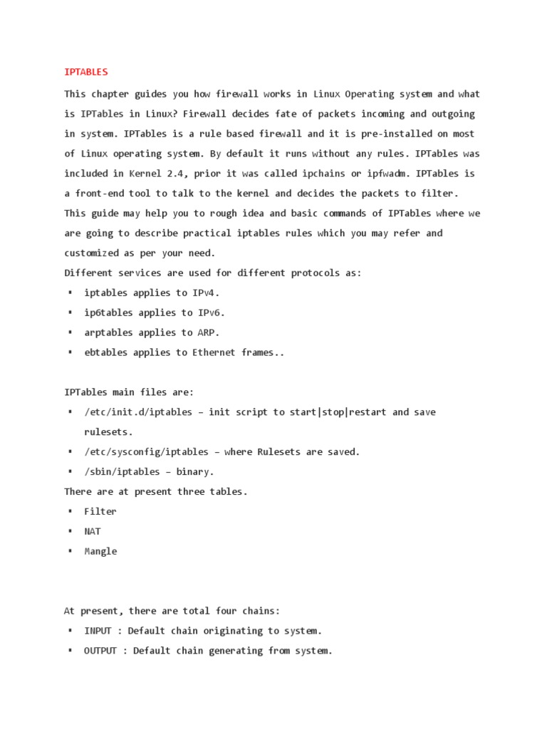 Linux Operating Iptables | PDF | Computer Architecture | Internet Protocols