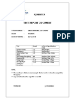 Test Report On Cement: 3qmeister