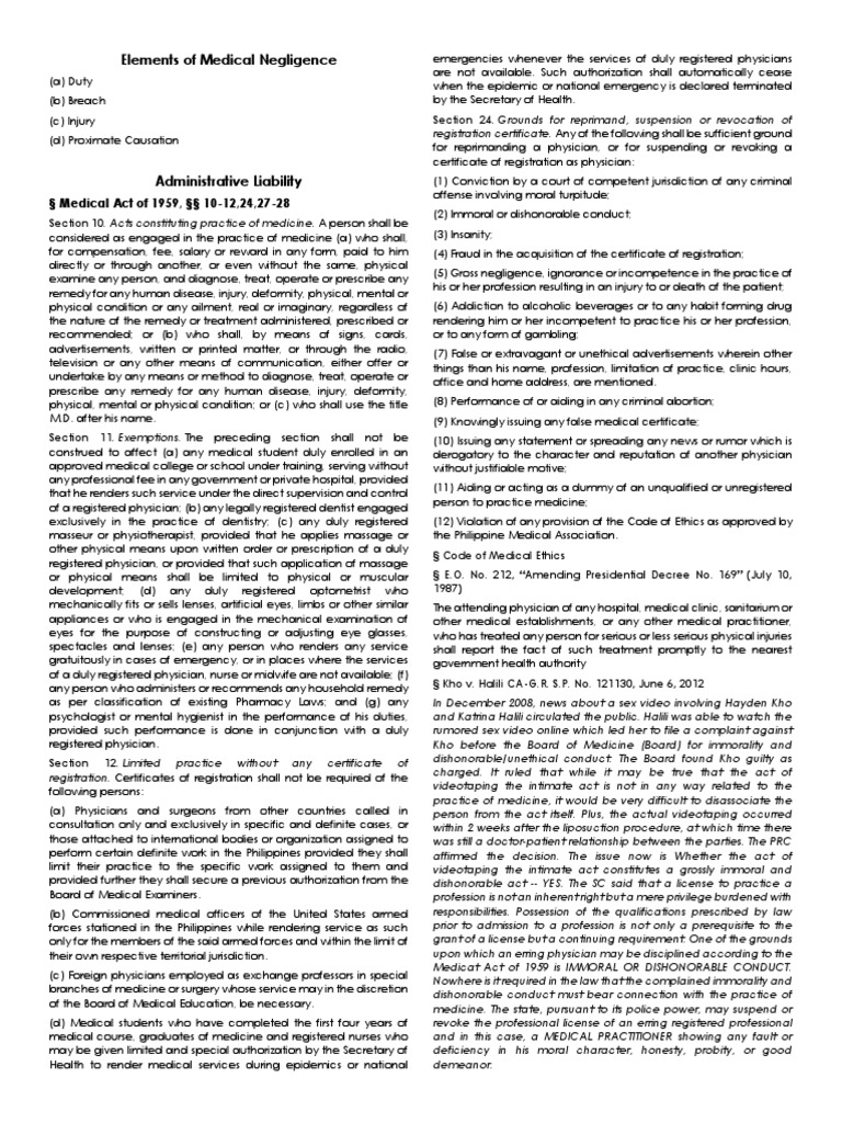 Key Elements of Medical Negligence | PDF | Negligence | Physician