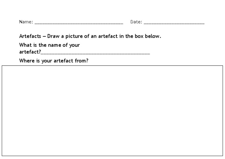 Artefact Drawing Activity Sheet | PDF