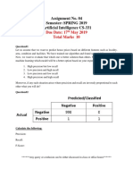 Assignment No. 04 Semester: SPRING 2019 Artificial Intelligence CS-331