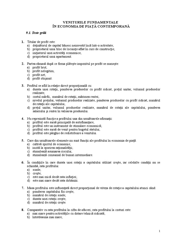 Veniturile. Profitul | PDF