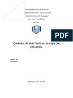 Cuidados de Enfermeria en La Etapa Pre Operatoria.