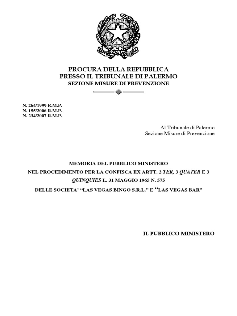 1969 3 Settembre Puccio Arch Las Vegas Bingo e Arch Puccio Giuseppe Di  Matteo Pietro e Sgroi Genovessa Via Ala Falconara | PDF, image size:768x1024