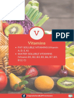 Vitamins: Fat-Soluble Vitamins (Vitamin A, D, E, K) Water-Soluble Vitamins (Vitamin B1, B2, B3, B5, B6, B7, B9, B12, C)