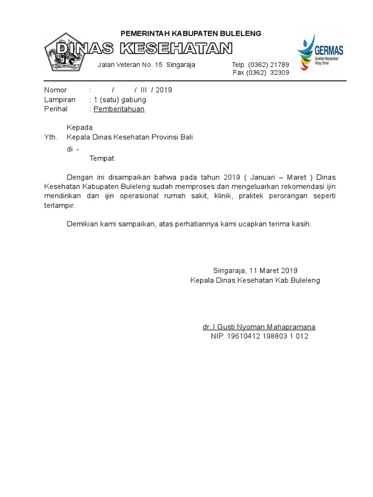 Contoh Surat Dinkes Pdf