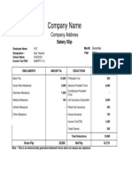 Salary Slip Format in Word