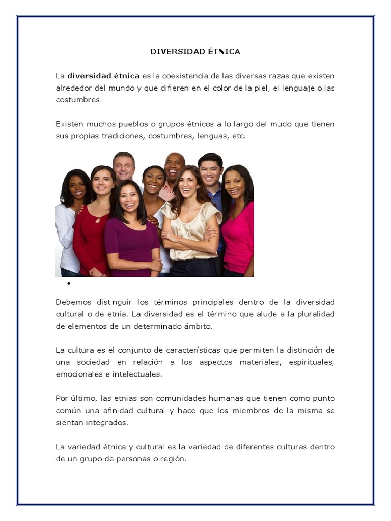 Definición y Ejemplos de Diversidad Étnica | PDF | Diversidad cultural ...