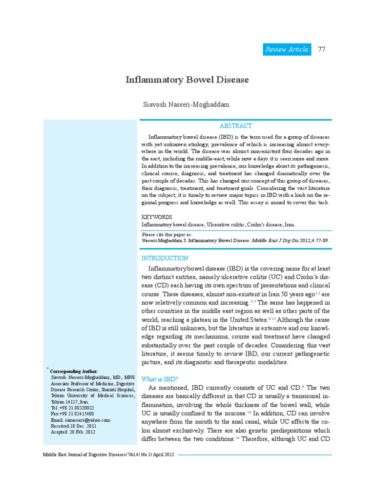 Inflammatory Bowel Disease: Review Article | PDF | Inflammatory Bowel ...