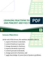 Changing Fractions To Decimals and Percent and Vice Versa