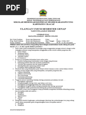 Uas Semester 2 Bisnis Online Tahun Ajaran 2018 2019