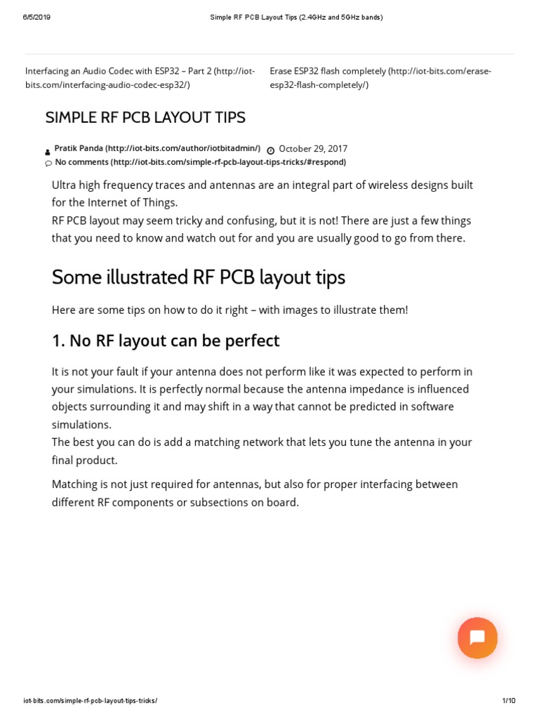 Concise Guidelines for Effective RF PCB Layout in 2.4GHz and 5GHz Bands