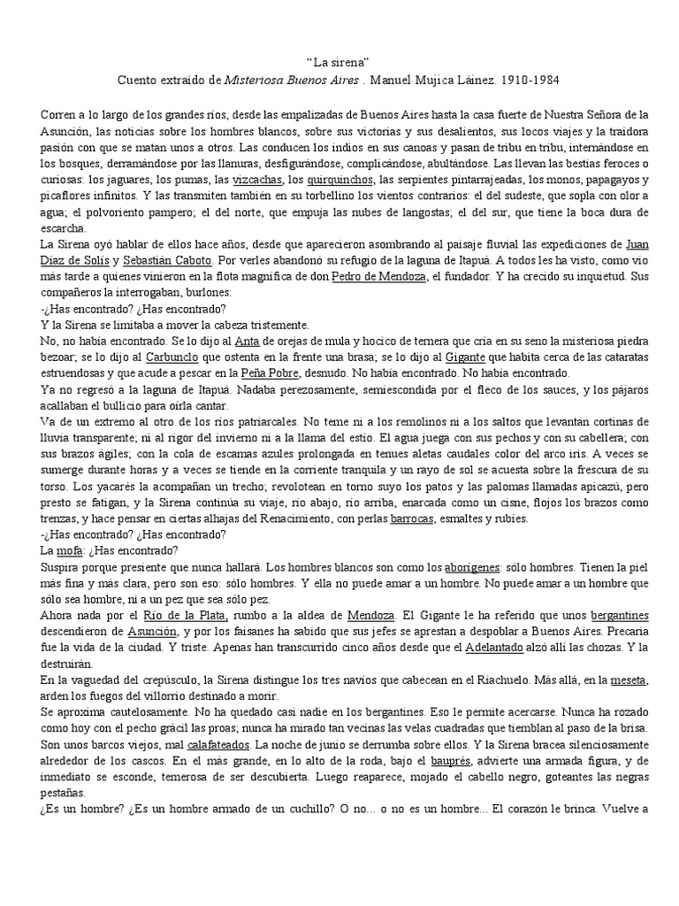 La Sirena Mujica Lainez Pdf Sirena Naturaleza