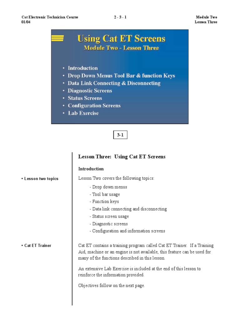 Cat ET Software Training Overview | PDF | Icon (Computing) | Menu ...