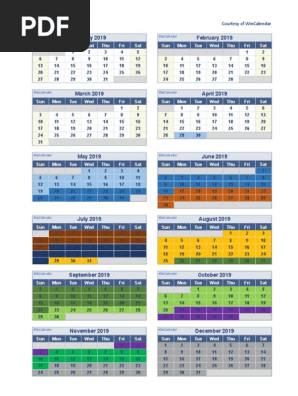 2019 Calendar One Page