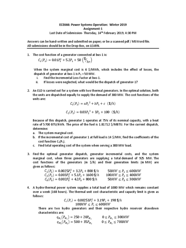 Economic Dispatch and Unit Commitment Analysis | PDF | Hydroelectricity ...