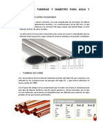 Clases de Tuberias y Diametro para Agua y Desague