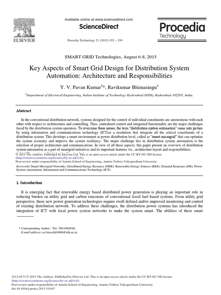 Key Aspects of Smart Grid Design For Distribution System Automation ...