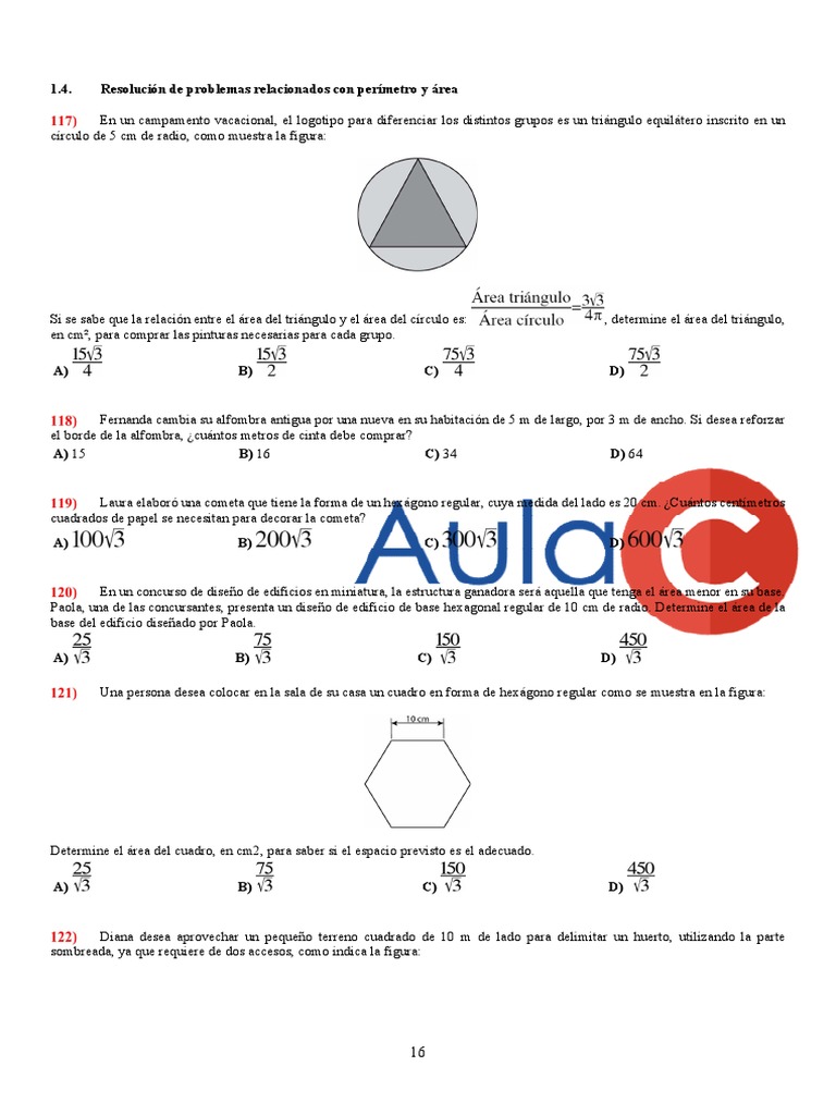 Un Metro Cuadrado Cuantos Centimetros Cuadrados Tiene Resolucion de Problemas Relacionados Con Perimetro y Area | PDF | Triángulo  | Longitud