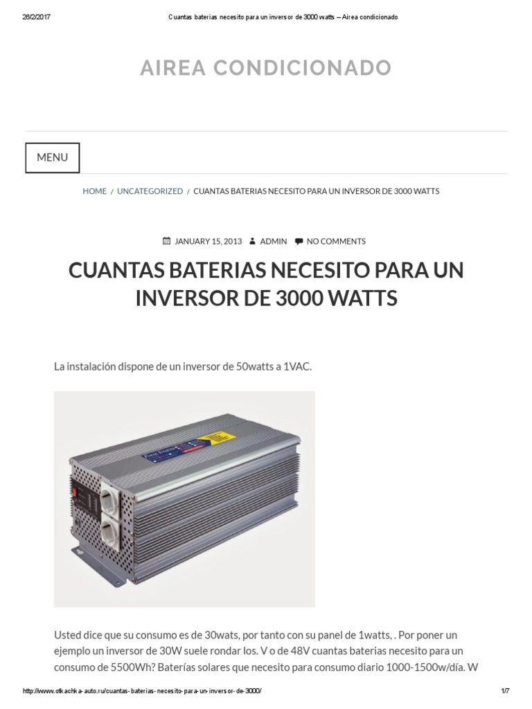 Cuantas Baterías Necesito Para Un Inversor De 3000 Watts