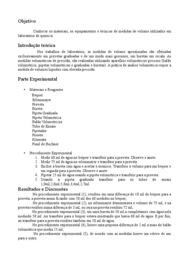Como Fazer Um Relatorio De Quimica Aula Pratica