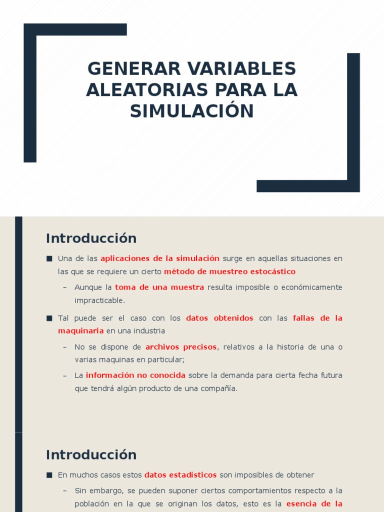 3agenerar variables aleatorias simulación.pptx Variable aleatoria Distribución de