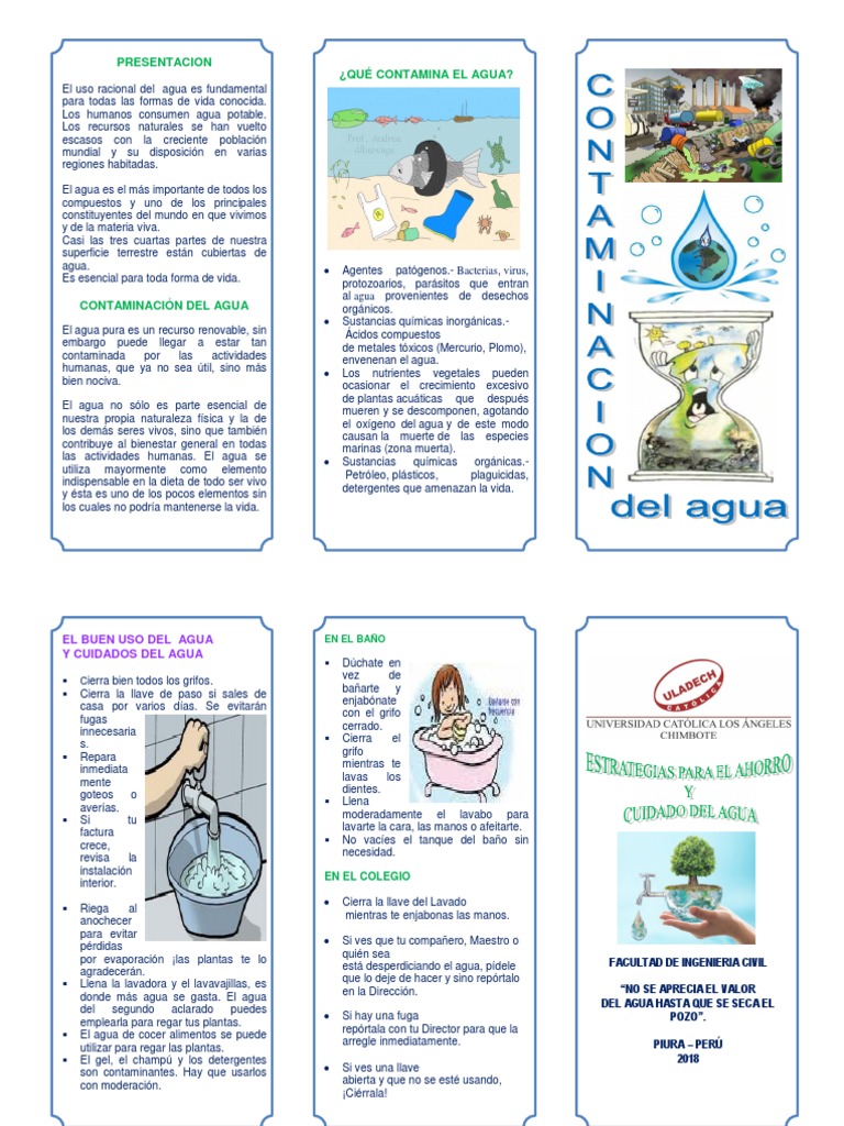 Triptico Cuidado Del Agua | PDF | Agua | Entorno natural