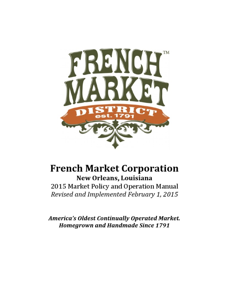 French Market Corporation: 2015 Market Policy and Operation Manual ...