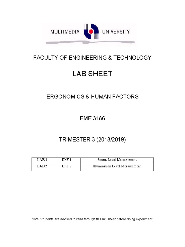 Ergonomics Lab Sheet EME 3186 | PDF | Human Factors And Ergonomics ...