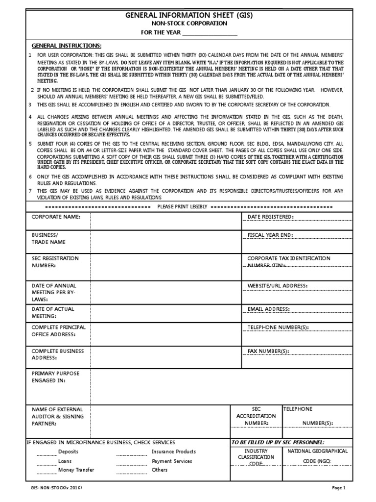 General Information Sheet PDF Securities (Finance) Board Of Directors