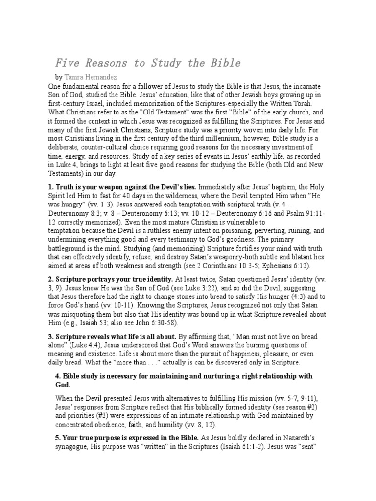 Five Reasons To Study The Bible | PDF | Bible | Jesus