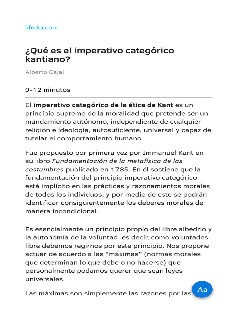 Redalyc.Kant: Ética Del Imperativo Categórico – JUCXFL