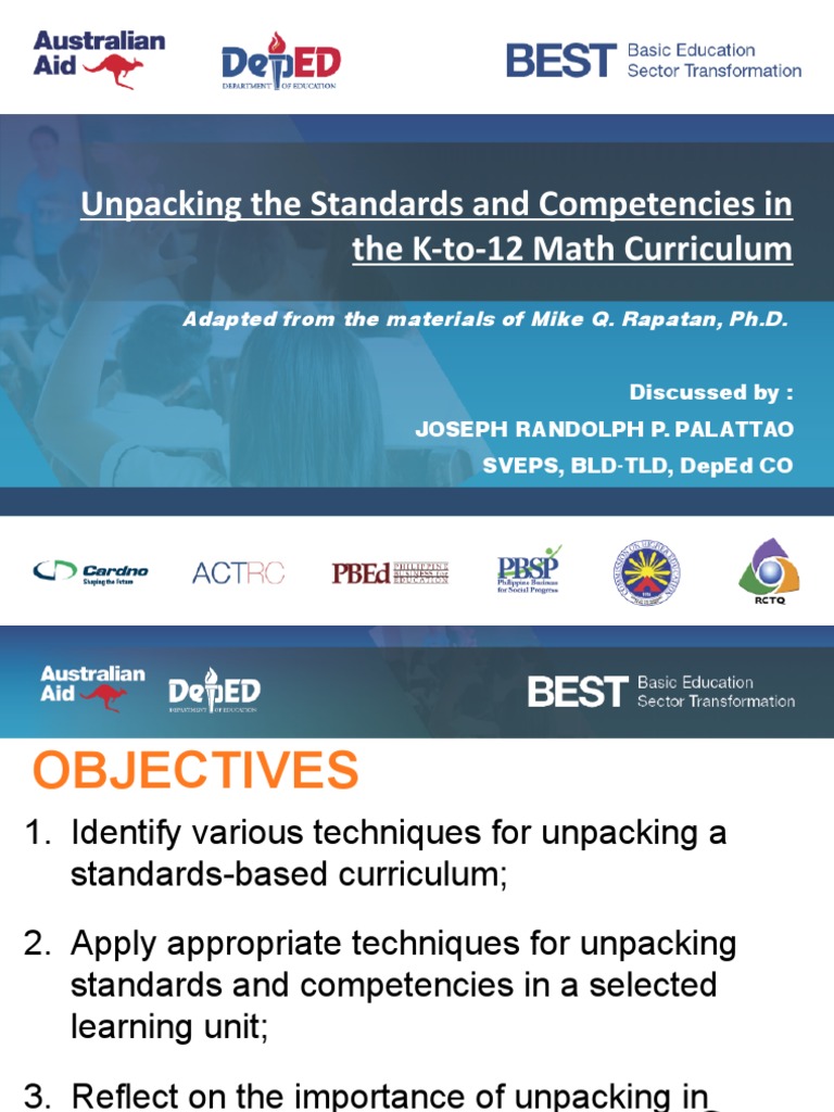 S1 Unpacking the Standards and Competencies in the Kto12 Math Curriculum Curriculum