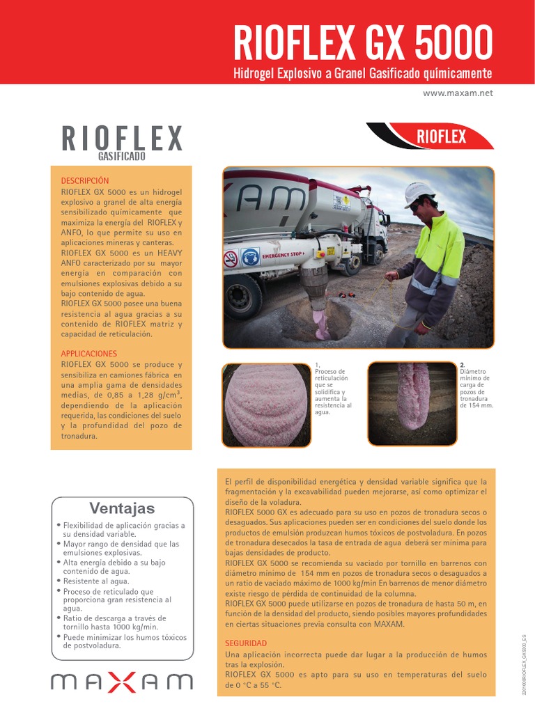 Hidrogel Explosivo RIOFLEX GX 5000 | PDF | Agua | Materiales