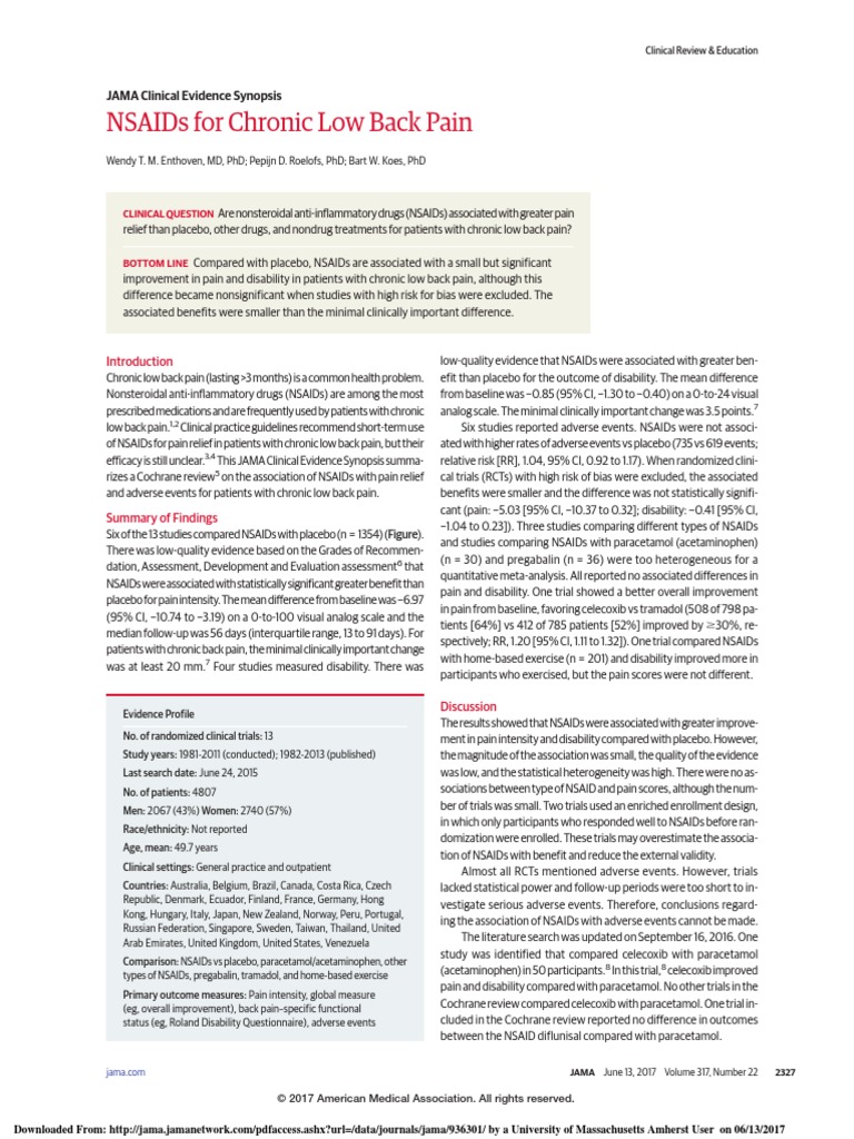 Nsaids For Chronic Low Back Pain Jama Clinical Evidence Synopsis PDF