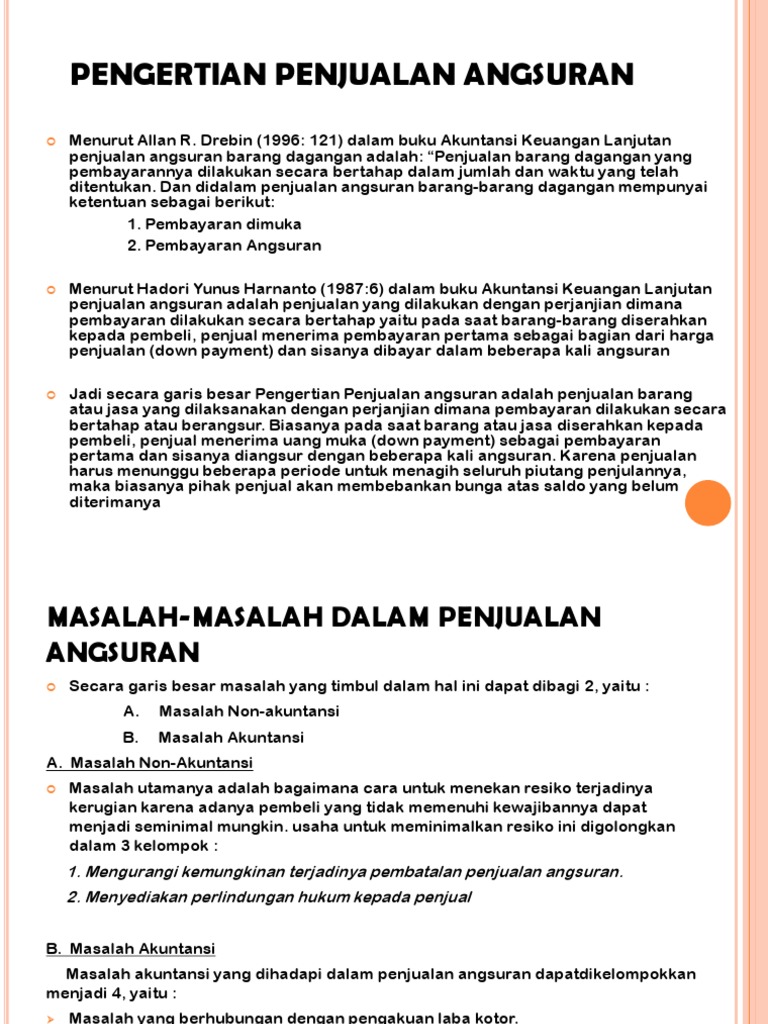 Pengertian Penjualan Angsuran