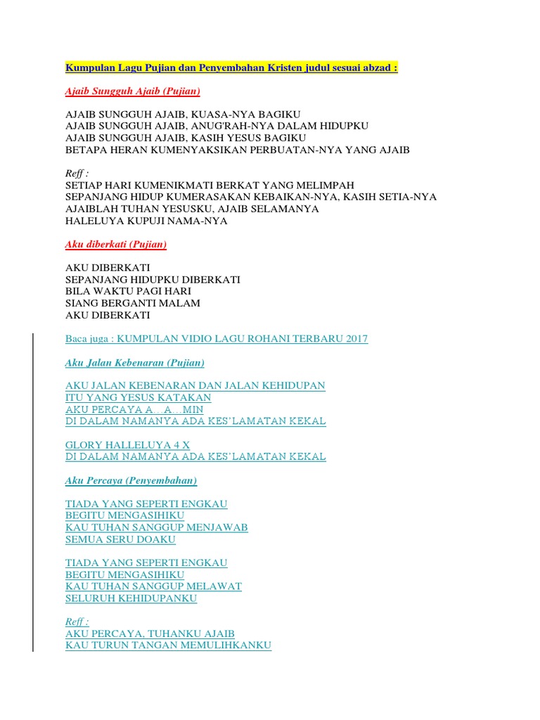 Lirik Lagu Rohani