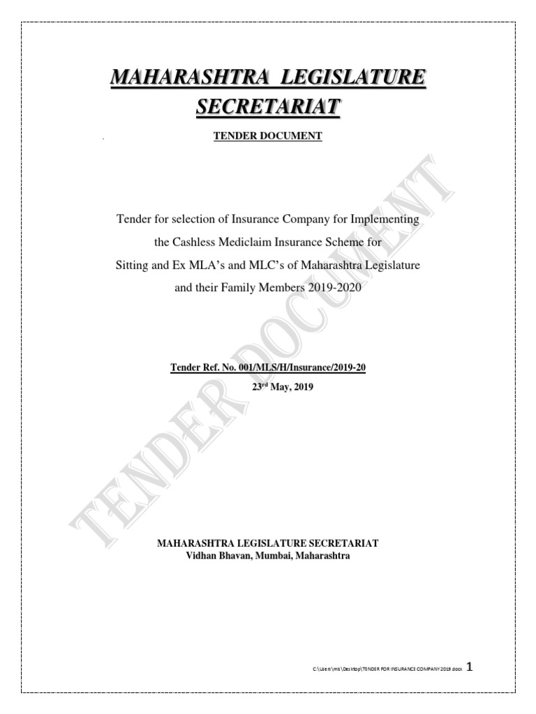 Insurance Tender for Maharashtra Legislators | PDF | Insurance | Hospital