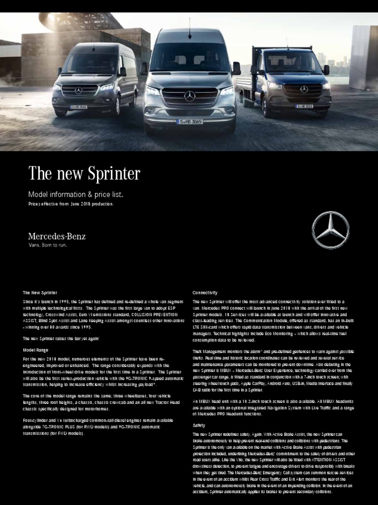 2019 mercedes sprinter brochure pdf
