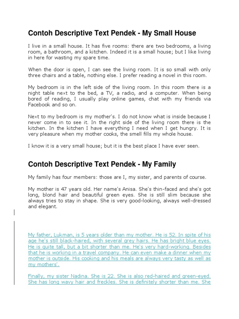 Contoh Descriptive Text Pendek | PDF | Room
